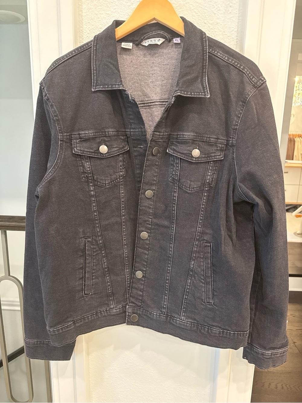 Serra Black Washed Denim Trucker Jacket XL